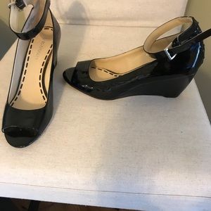 Wedge Black patten leather heels